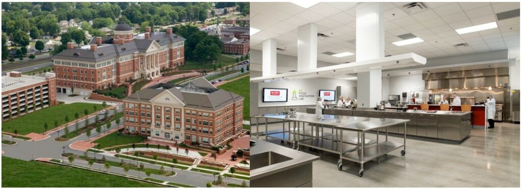 Kannapolis campus from overhead & image of NC innovation lab